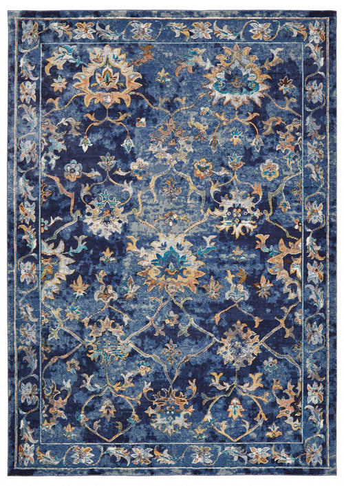 5' X 8' Blue And Ivory Dhurrie Area Rug