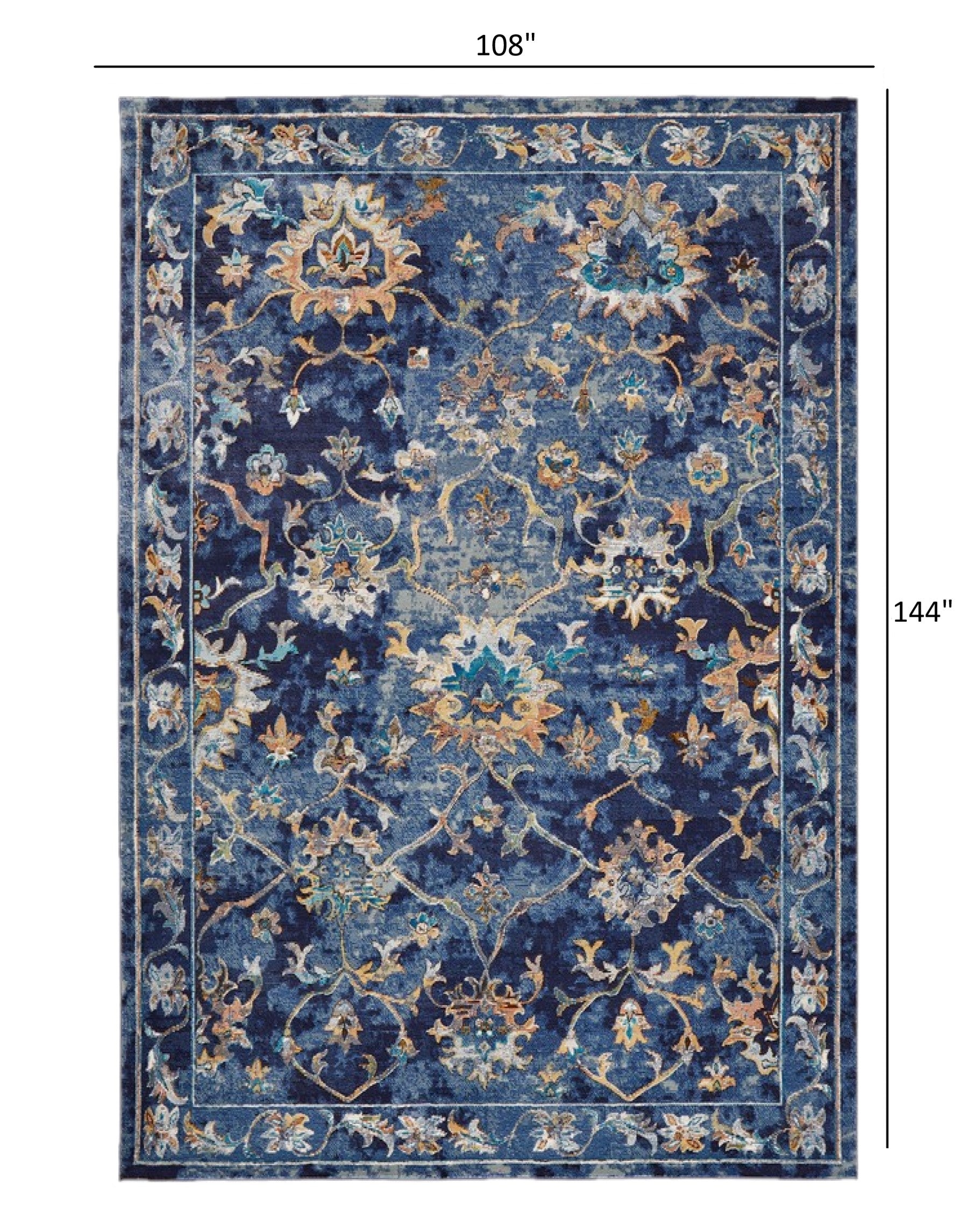 9' X 12' Blue And Ivory Dhurrie Area Rug