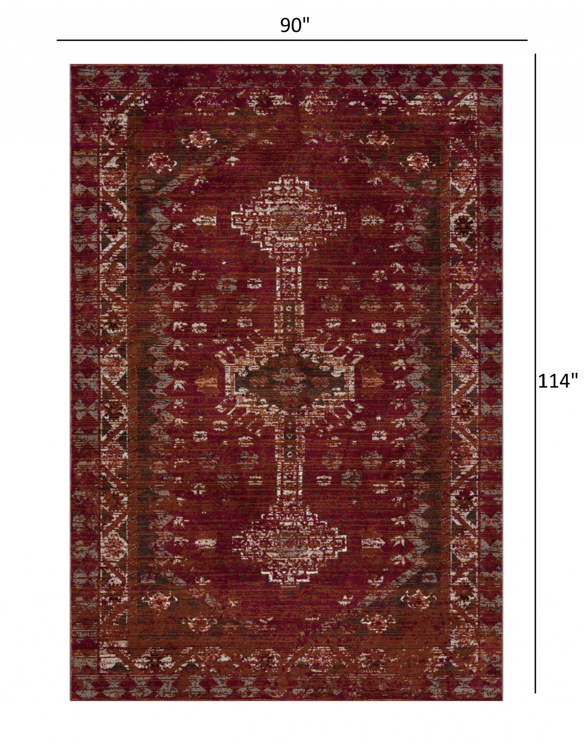 8’ x 10’ Deep Red Traditional Area Rug