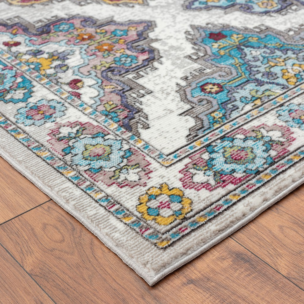 8’ x 10’ Blue Traditional Floral Motifs Area Rug