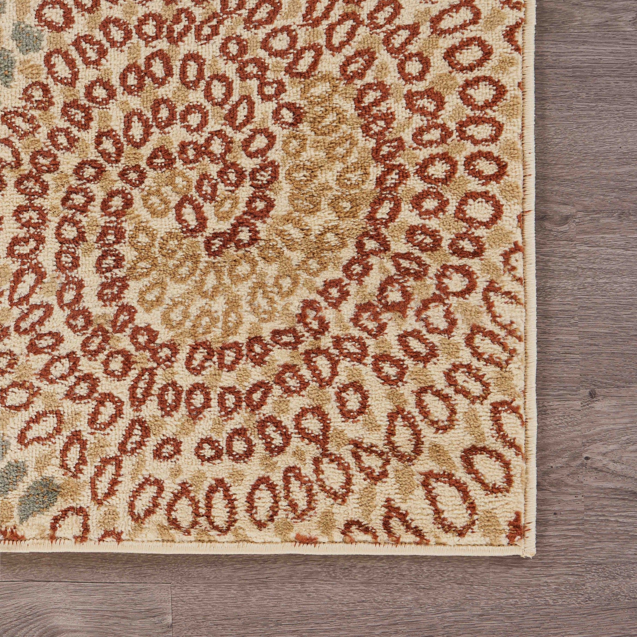 8’ x 10’ Cream and Brown Swirls Area Rug