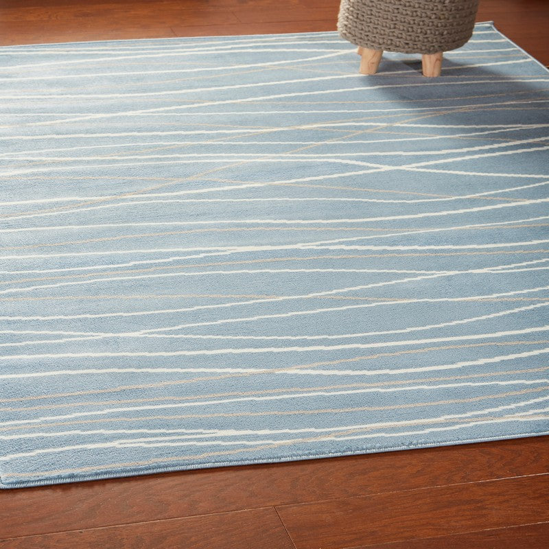 5’ x 7’ Blue Contemporary Waves Area Rug