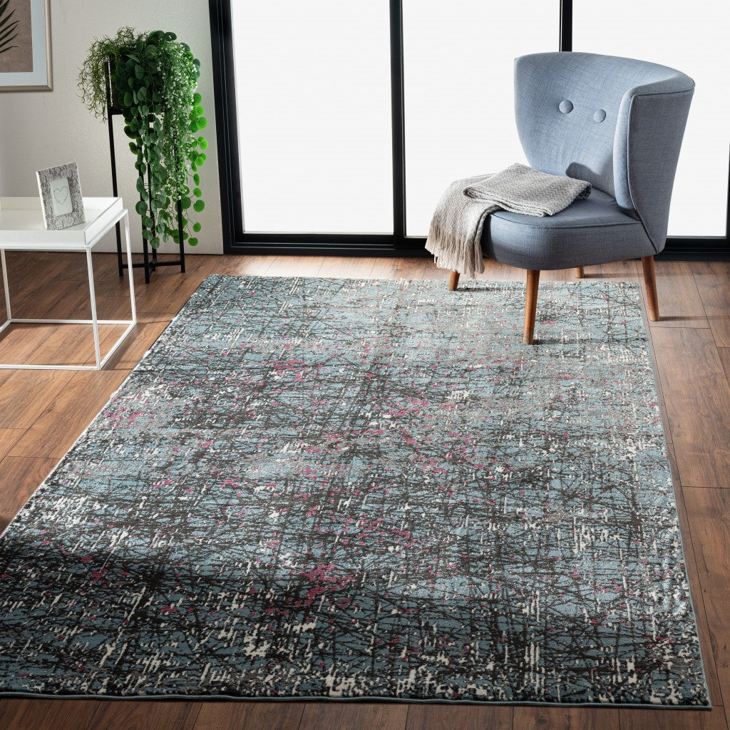 8’ x 10’ Blue Chaotic Strokes Area Rug