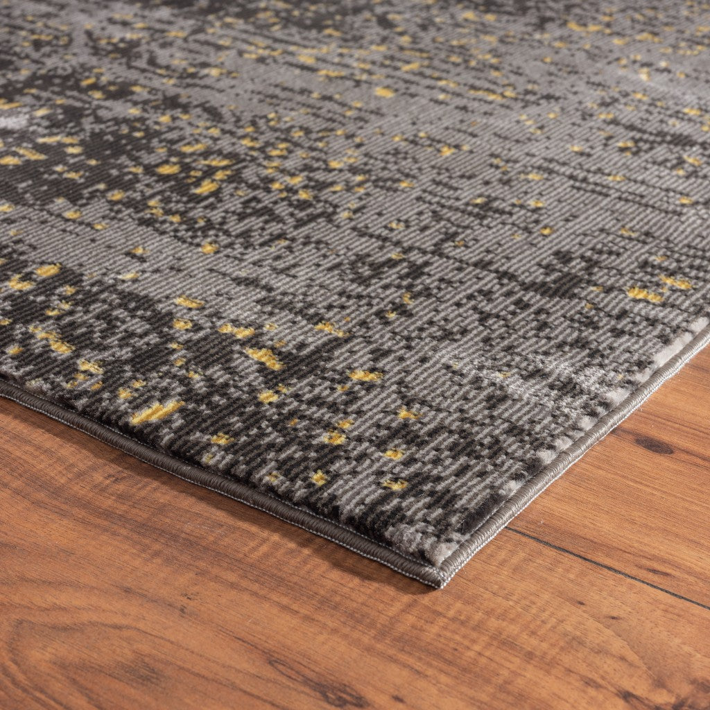 8’ x 10’ Gray and Yellow Abstract Sprinkle Area Rug