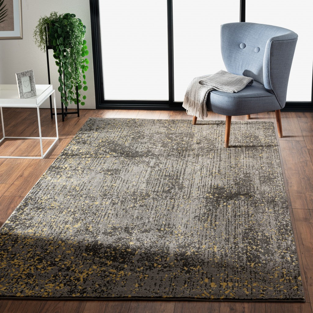 8’ x 10’ Gray and Yellow Abstract Sprinkle Area Rug