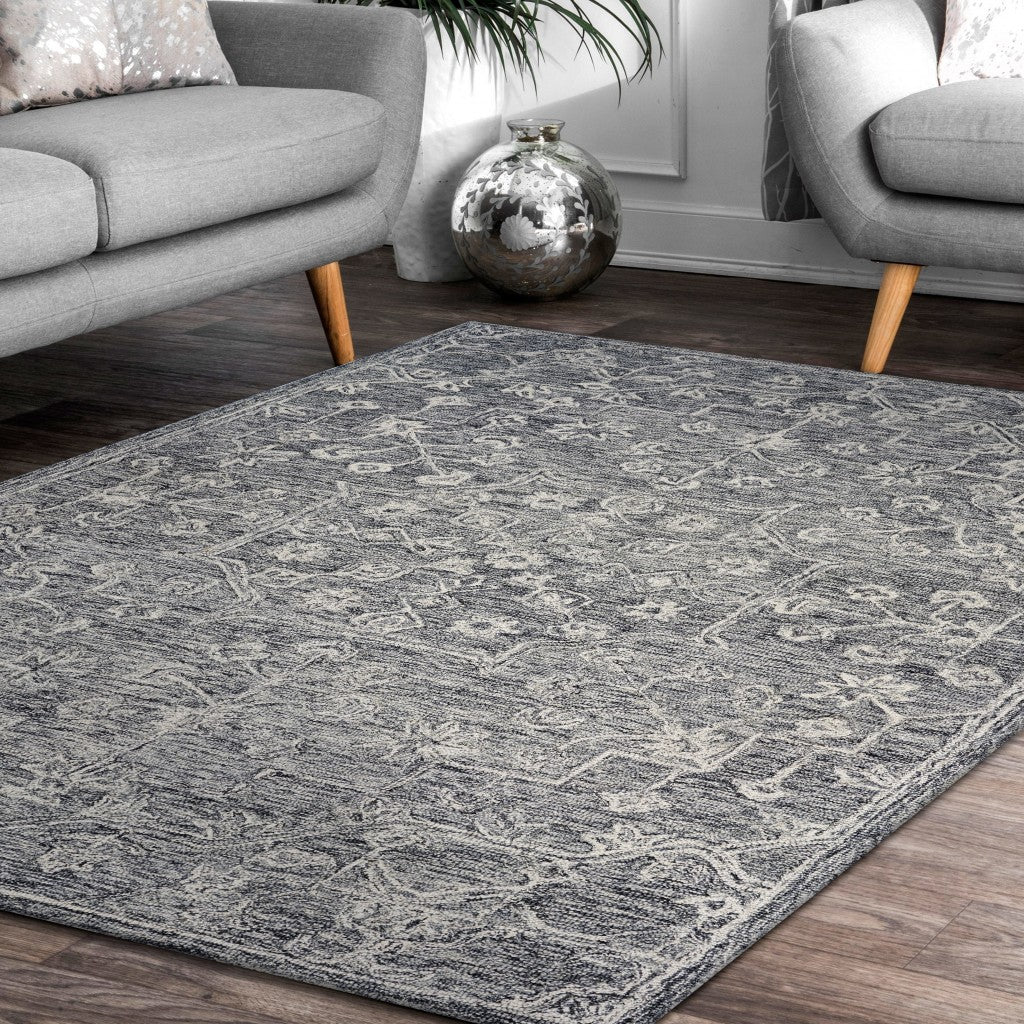 5’ x 7’ Gray Floral Finesse Area Rug