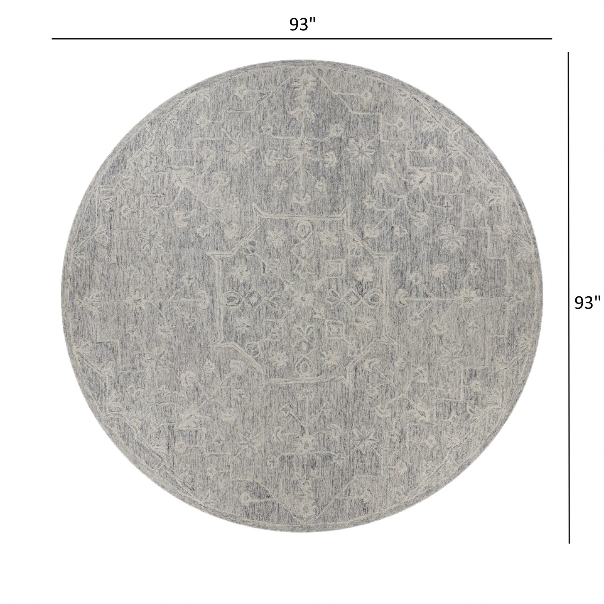 8’ Round Gray Floral Finesse Area Rug