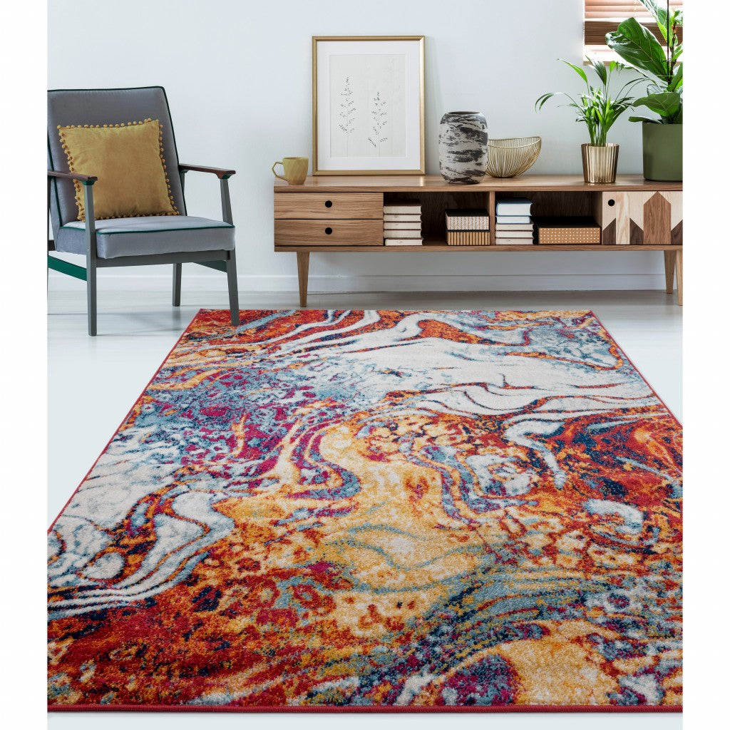 8’ x 10’ Brown and Blue Collision Area Rug