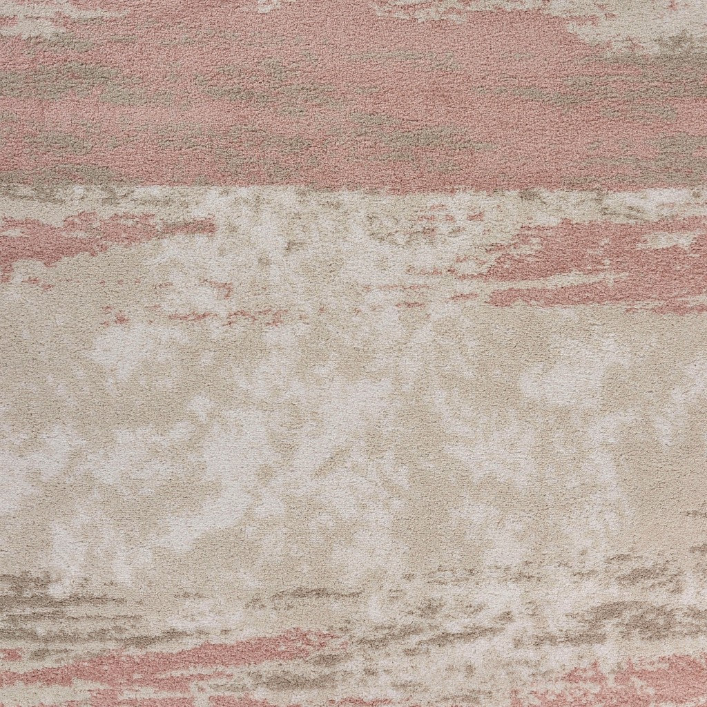 5’ x 7’ Blush and Beige Abstract Strokes Area Rug