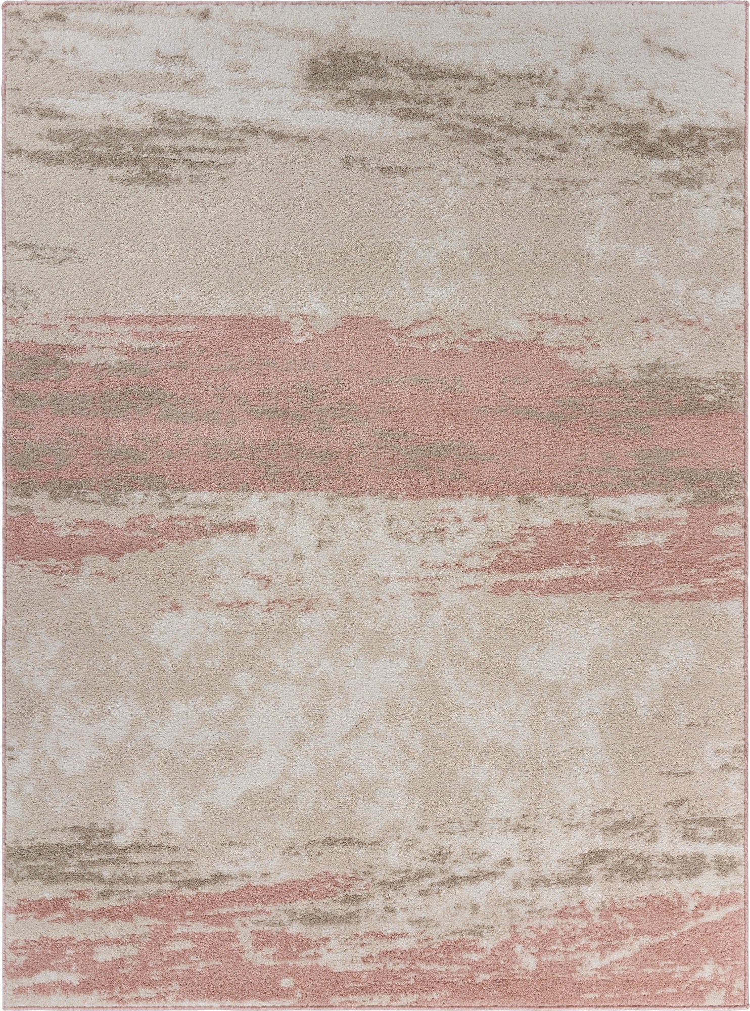 8’ x 10’ Blush and Beige Abstract Strokes Area Rug