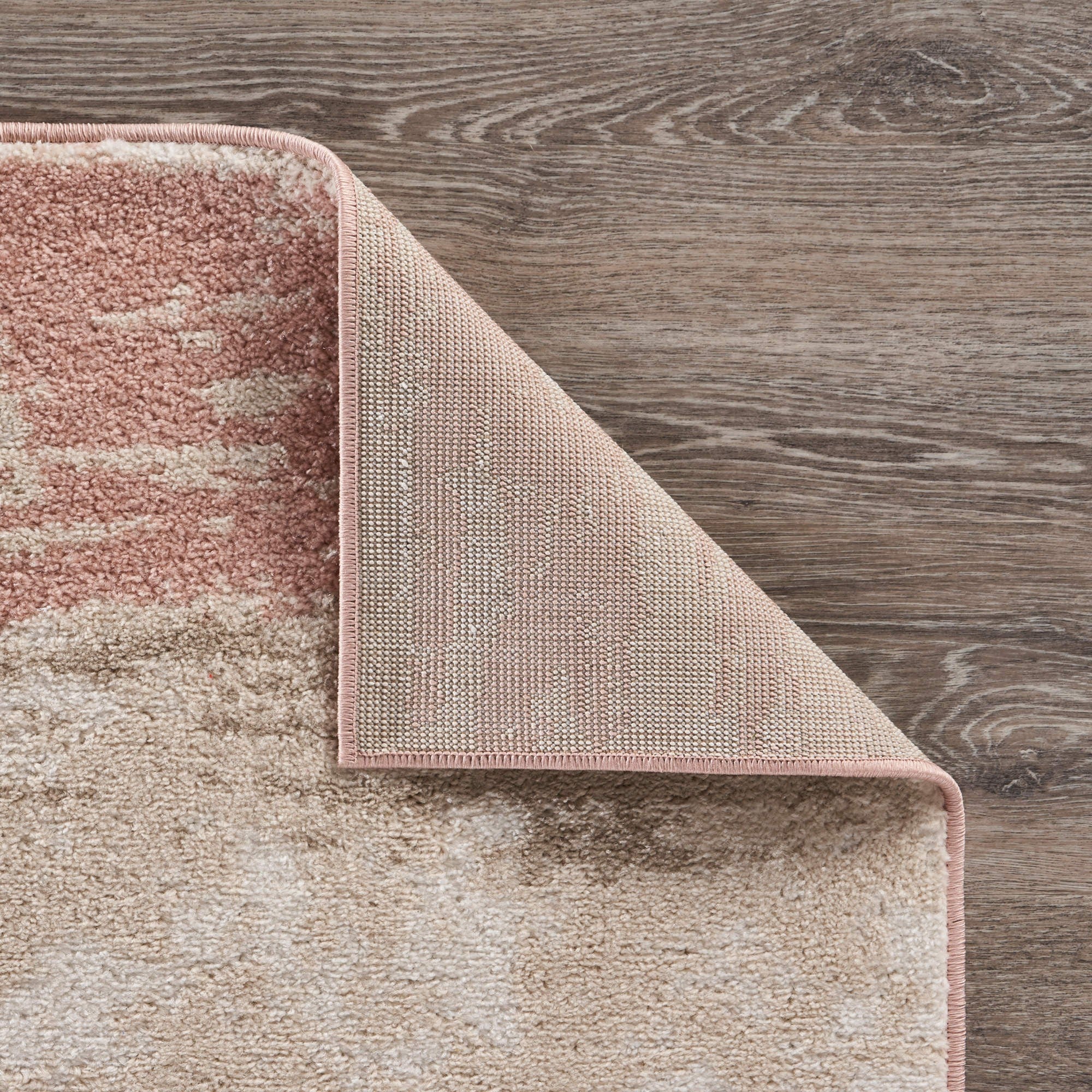 8’ x 10’ Blush and Beige Abstract Strokes Area Rug