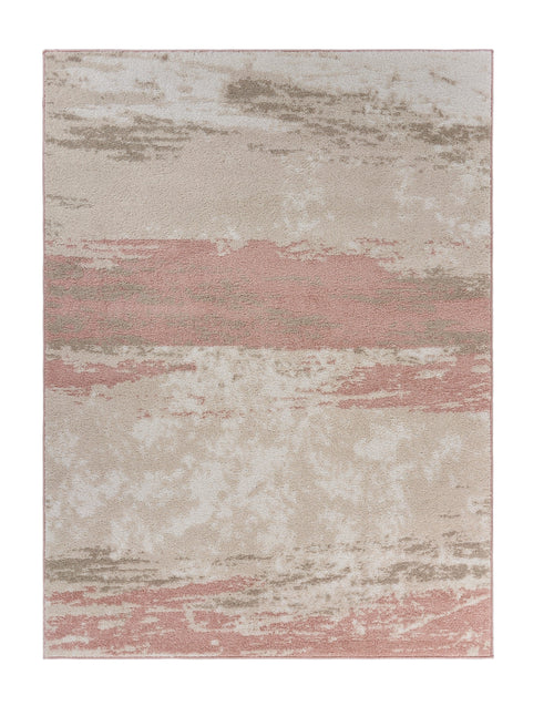 8’ x 10’ Blush and Beige Abstract Strokes Area Rug