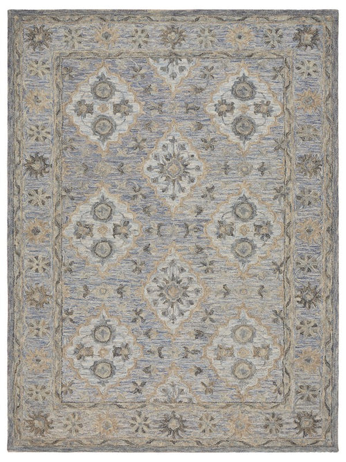 8’ x 10’ Blue and Tan Traditional Area Rug