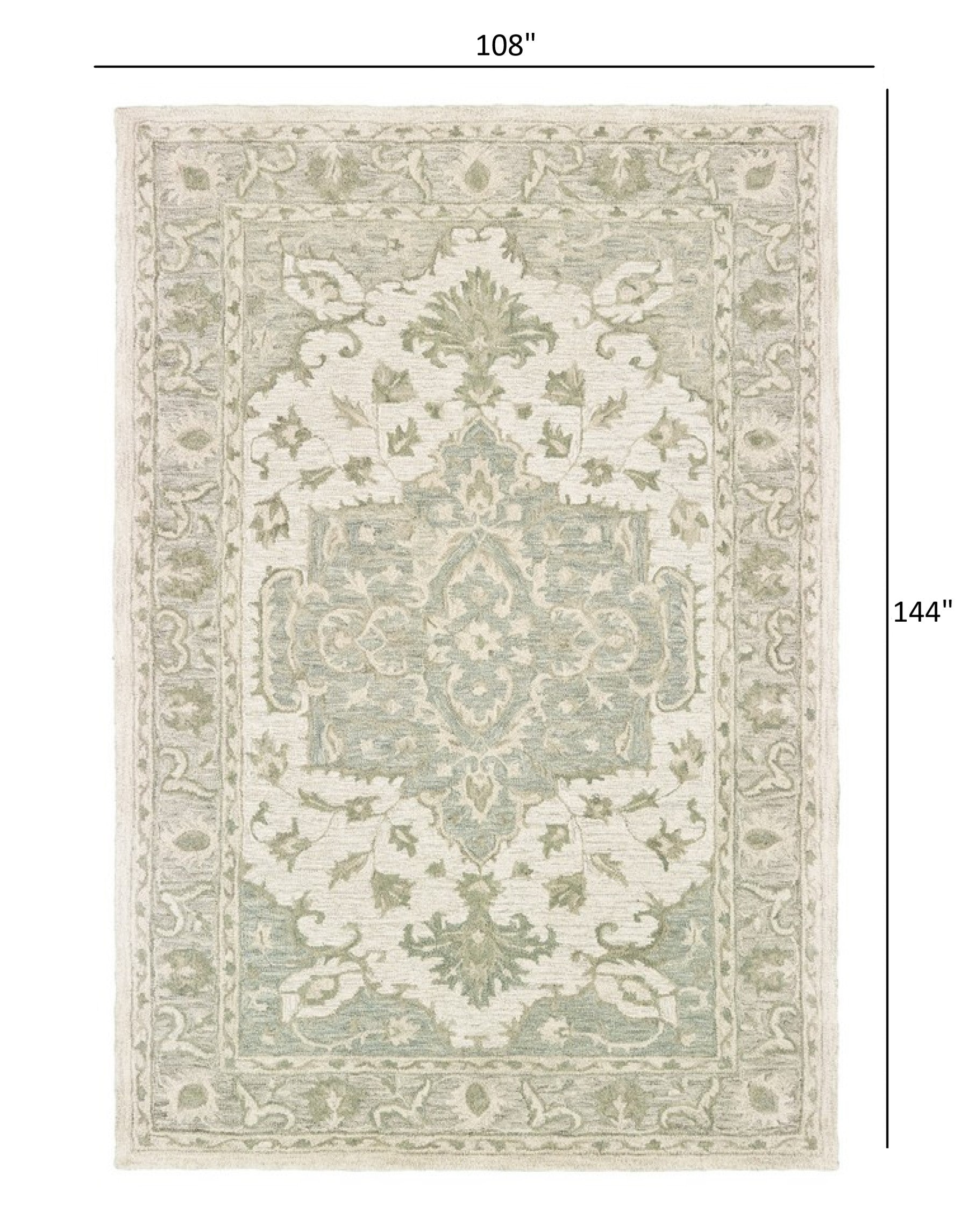 9' X 12' Green Wool Hand Tufted Area Rug