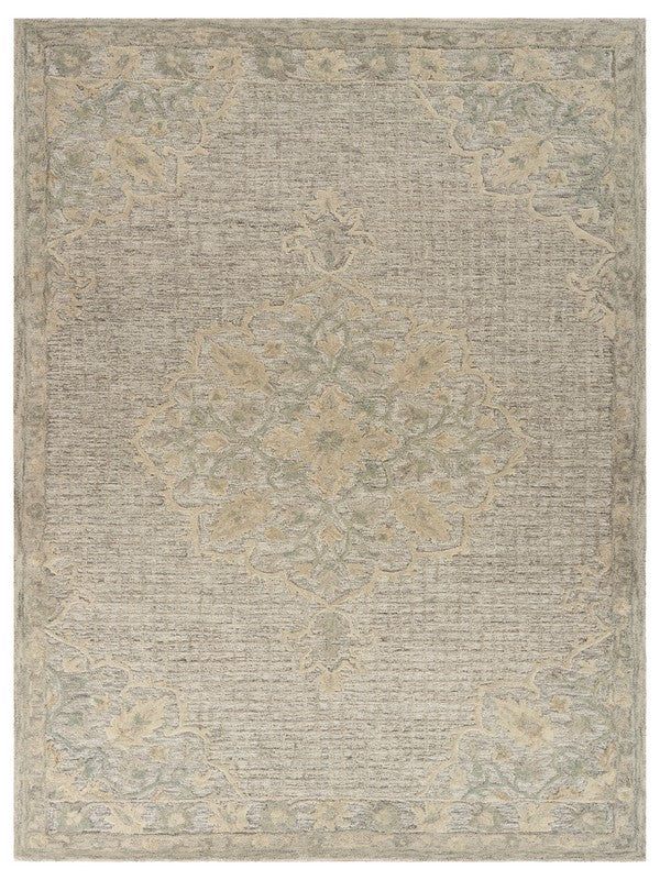 9’ x 12’ Beige Distressed Floral Area Rug