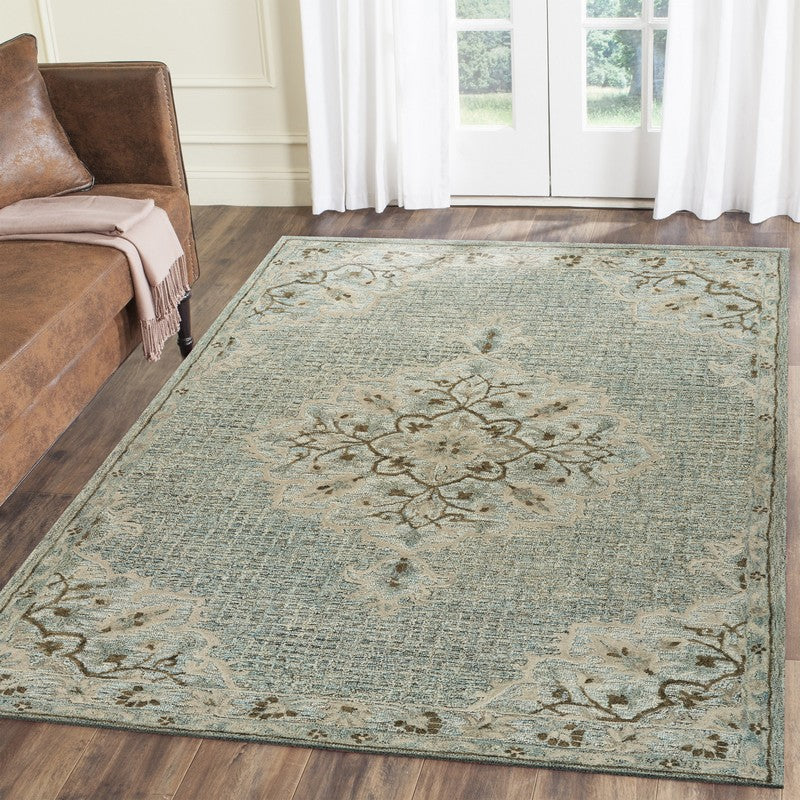 9' X 12' Blue Wool Hand Tufted Area Rug