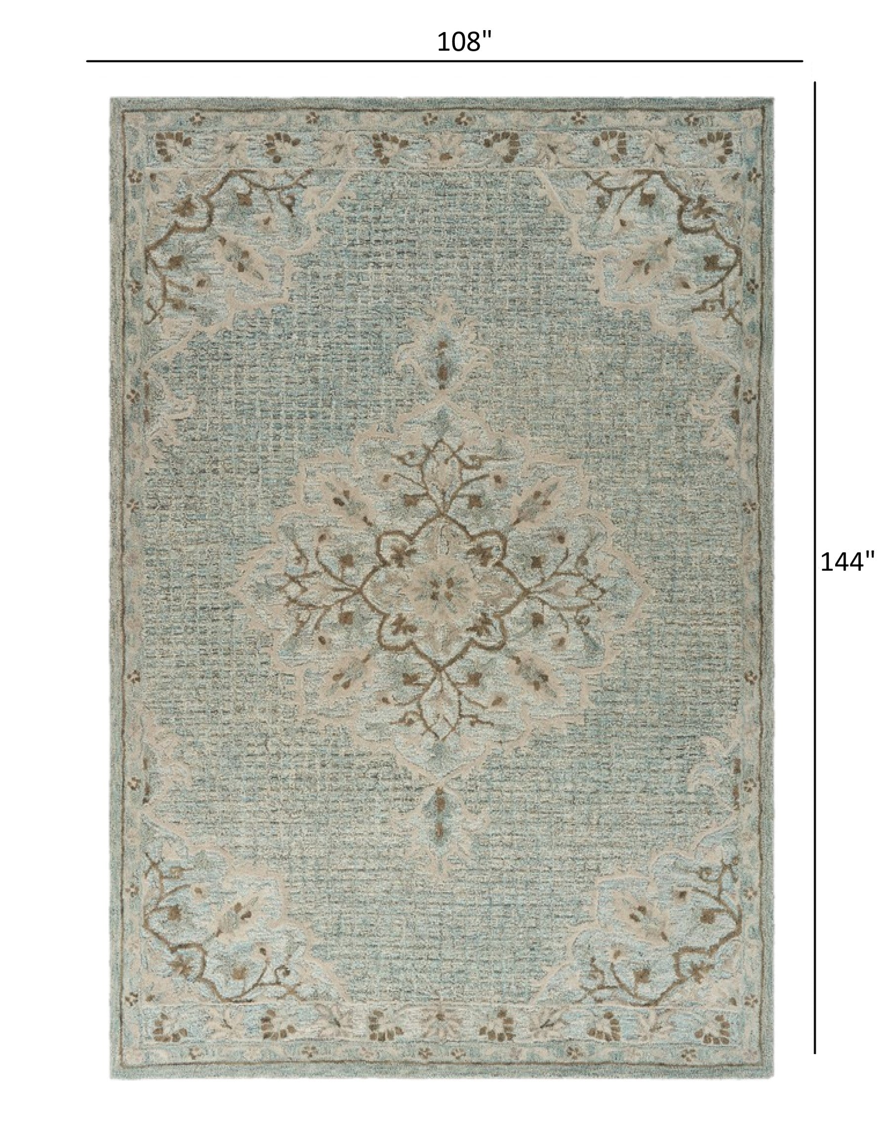 9' X 12' Blue Wool Hand Tufted Area Rug