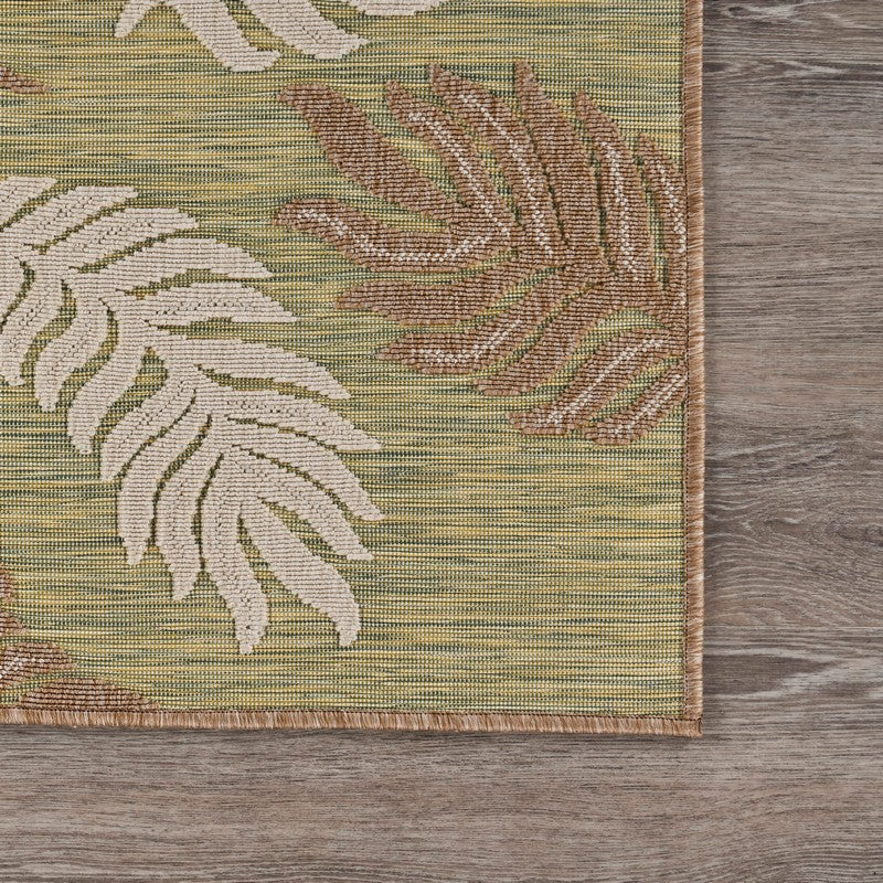 8' X 10' Green And Ivory Indoor Outdoor Area Rug