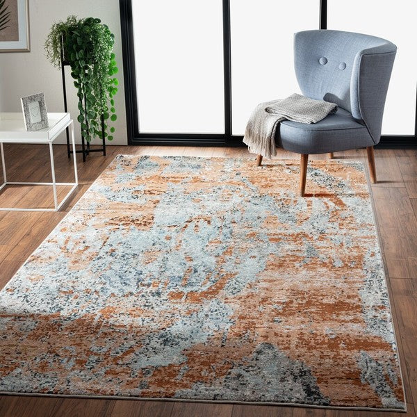 8’ x 10’ Rustic Brown Abstract Area Rug