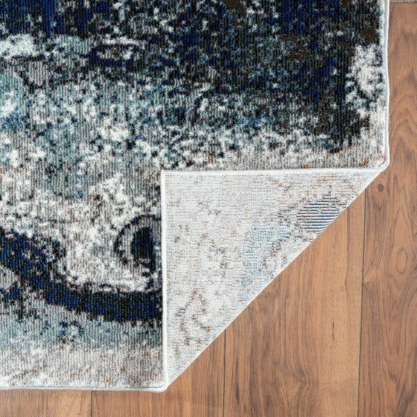 8' x 10' Shades of Blue and Gray Abstract Marble Area Rug