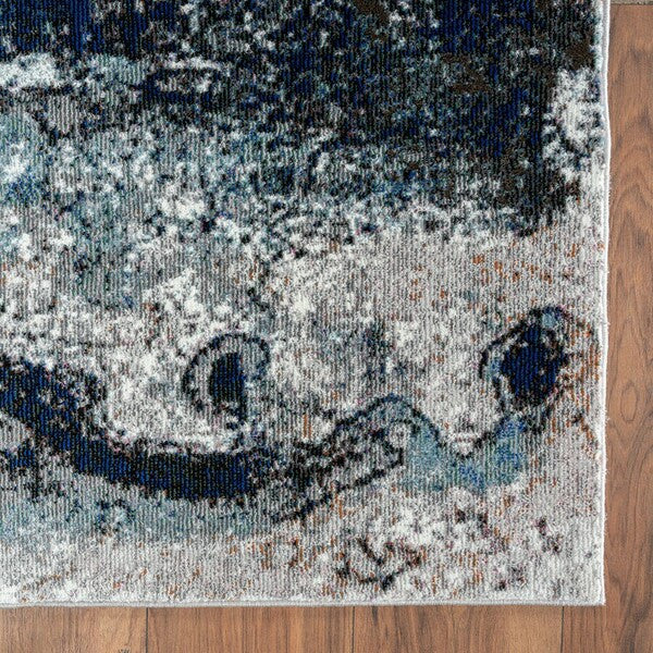 8' x 10' Shades of Blue and Gray Abstract Marble Area Rug