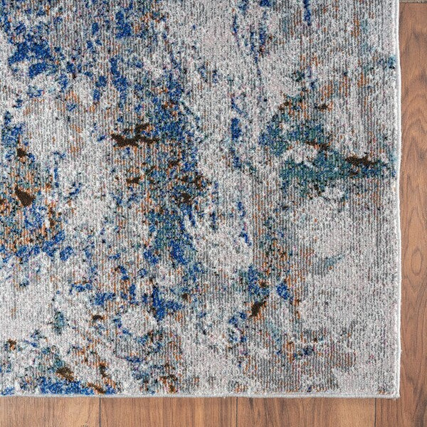 5’ x 8’ Blue and Gray Abstract Earth Area Rug