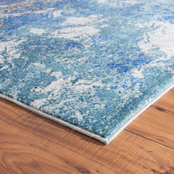 8’ x 10’ Blue and Gray Abstract Earth Area Rug