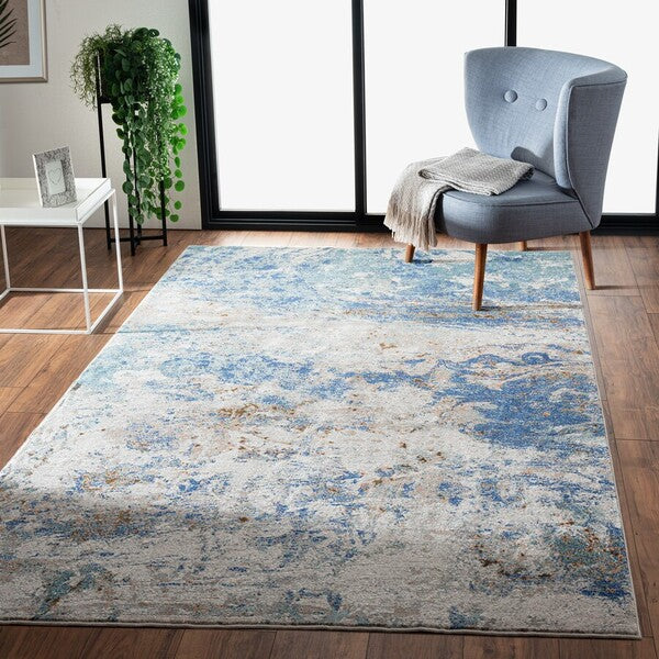 8’ x 10’ Blue and Gray Abstract Earth Area Rug