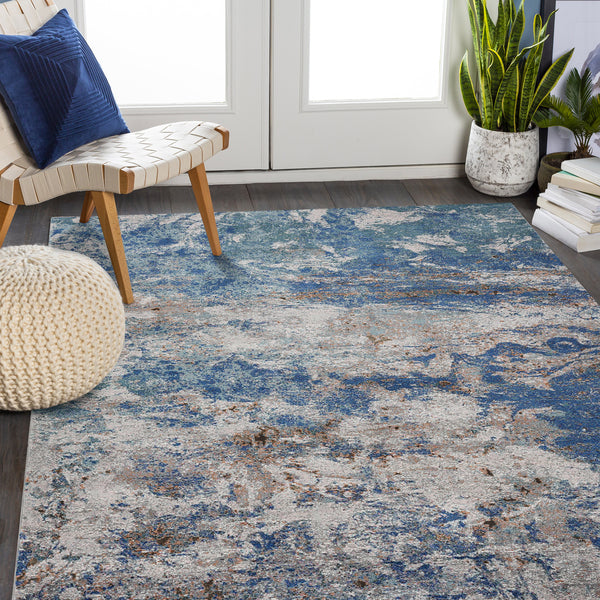 8’ x 10’ Blue and Gray Abstract Earth Area Rug