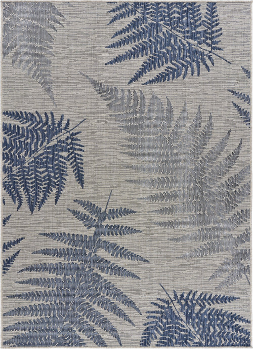 5' X 7' Blue And Gray Indoor Outdoor Area Rug