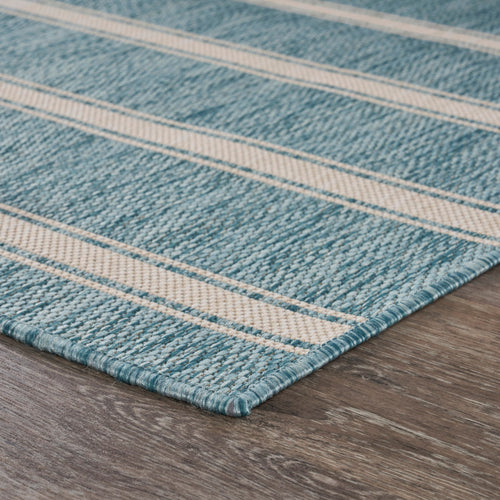 5' X 7' Blue And Gray Indoor Outdoor Area Rug