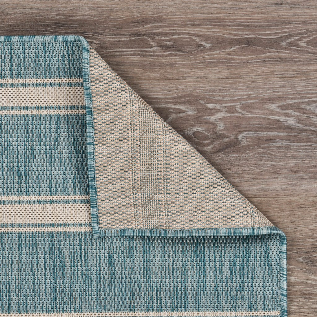 5' X 7' Blue And Gray Indoor Outdoor Area Rug