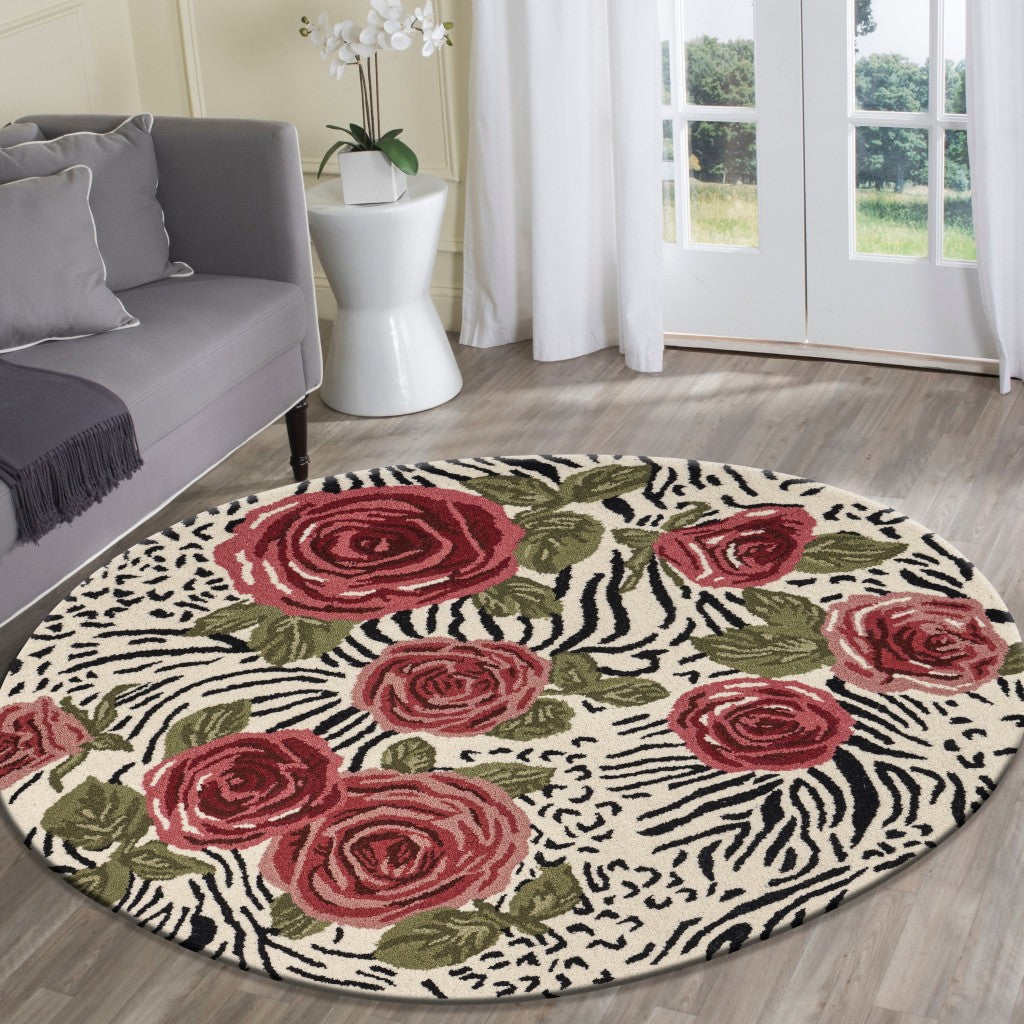 6' Rose Round Wool Hand Tufted Area Rug