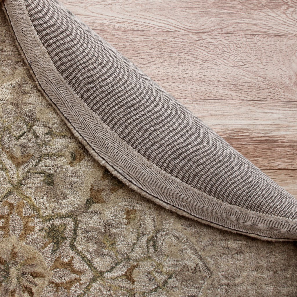 4’ Round Beige Distressed Medallion Area Rug