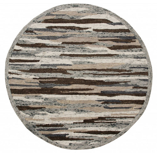 4’ Round Brown and Gray Camouflage Area Rug