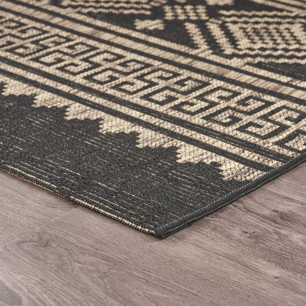 5' X 8' Brown And Black Indoor Outdoor Area Rug