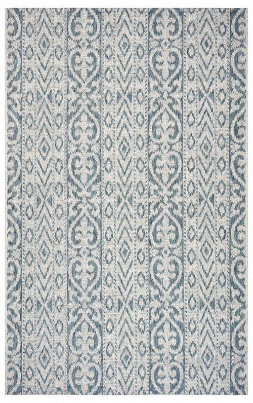 5' X 8' Blue And White Indoor Outdoor Area Rug