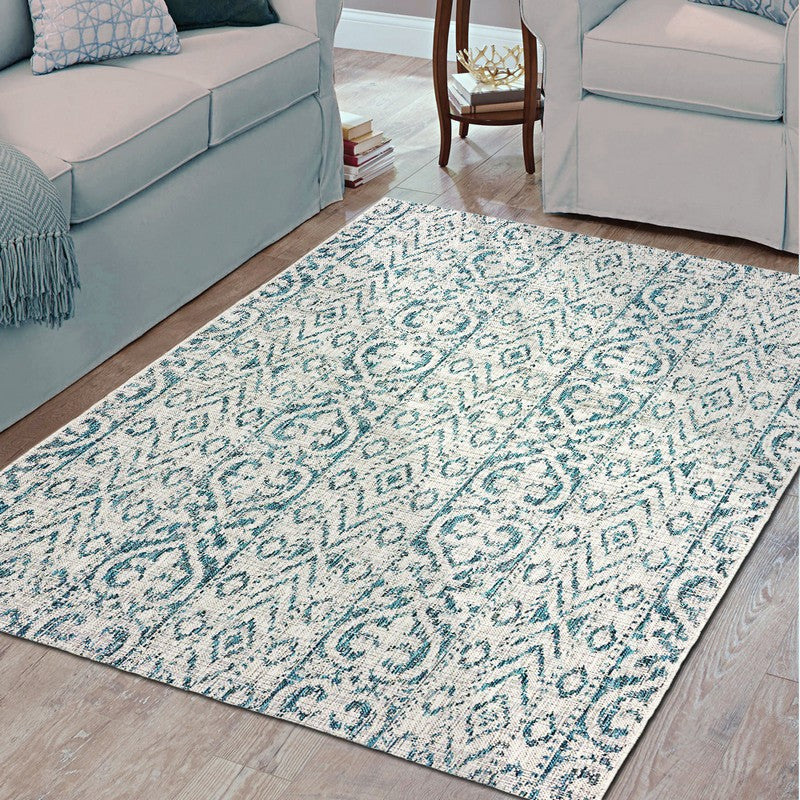 8' X 10' Blue And White Indoor Outdoor Area Rug