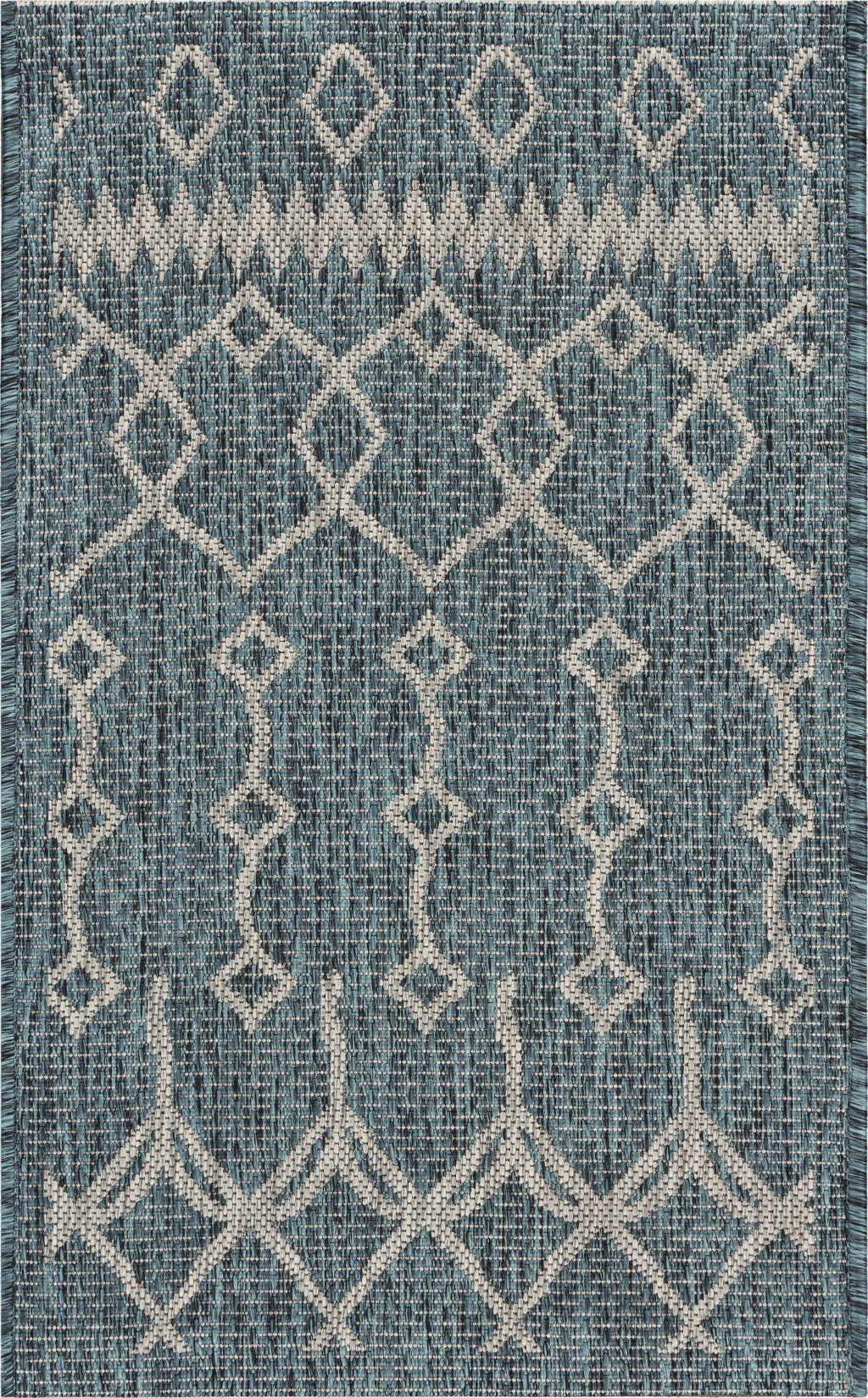 2' X 3' Blue And Gray Indoor Outdoor Area Rug