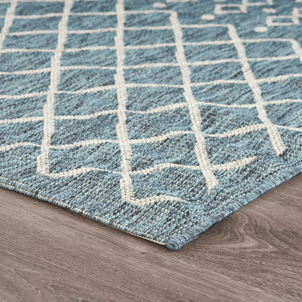 2' X 3' Blue And Gray Indoor Outdoor Area Rug