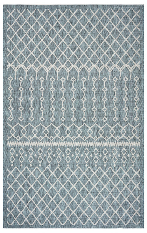 3' X 5' Blue And Gray Indoor Outdoor Area Rug