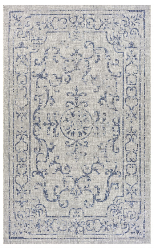 5' X 8' Blue And Gray Indoor Outdoor Area Rug