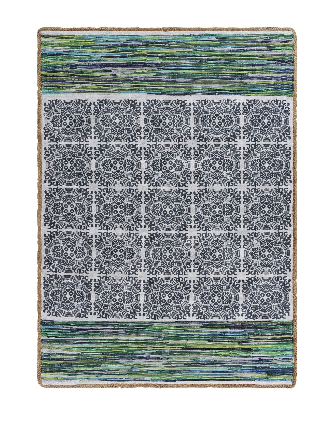 5’ x 7’ Blue and Green Chindi Area Rug