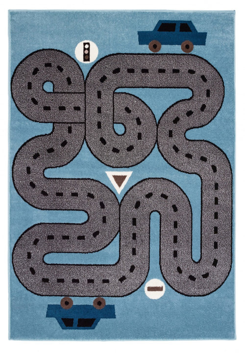 4’ x 6’ Blue Imaginative Racetrack Area Rug