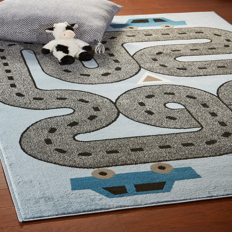 5’ x 7’ Blue Imaginative Racetrack Area Rug