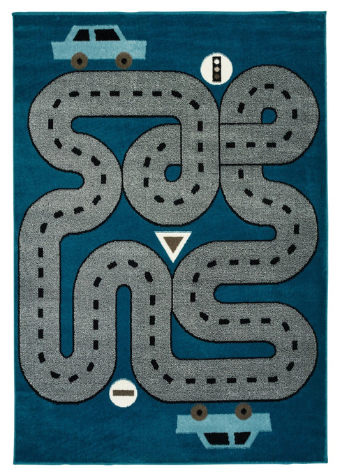 5’ x 7’ Navy Imaginative Racetrack Area Rug