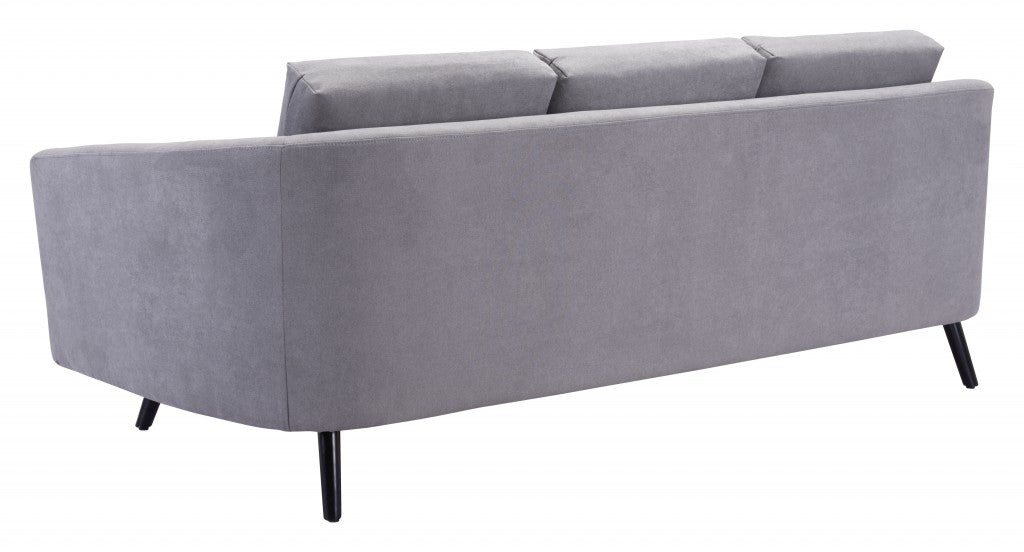 79" Gray Velvet And Black Curved Back Sofa