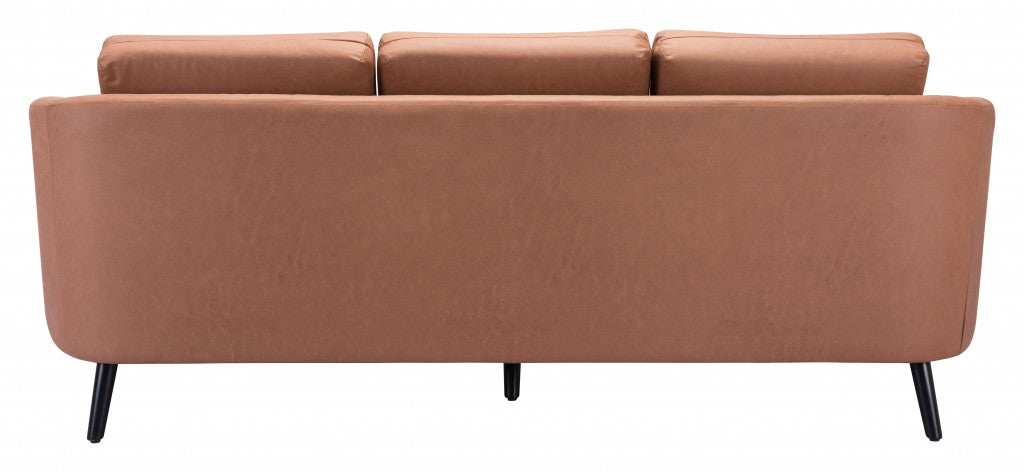 79" Brown Simplicity Faux Leather And Black Sofa