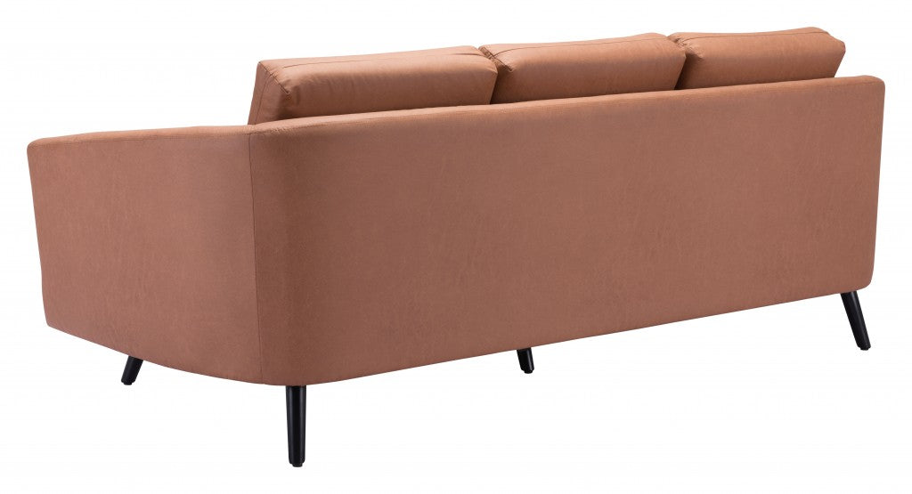 79" Brown Simplicity Faux Leather And Black Sofa