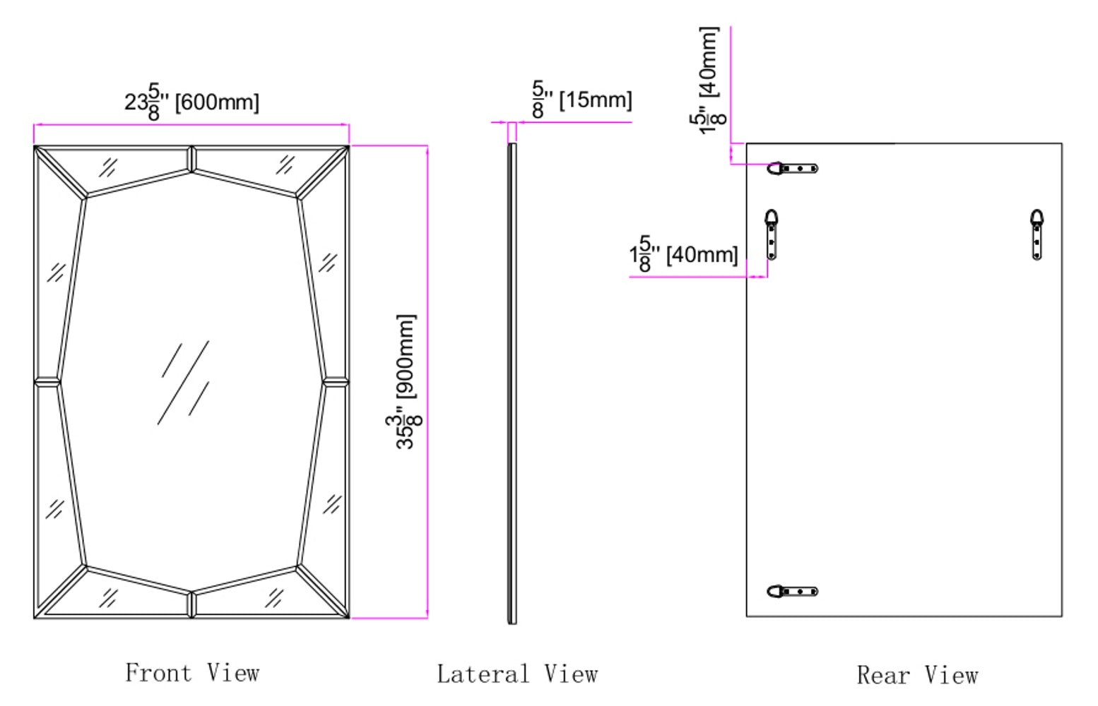 Clear Rectangle Accent Glass Mirror